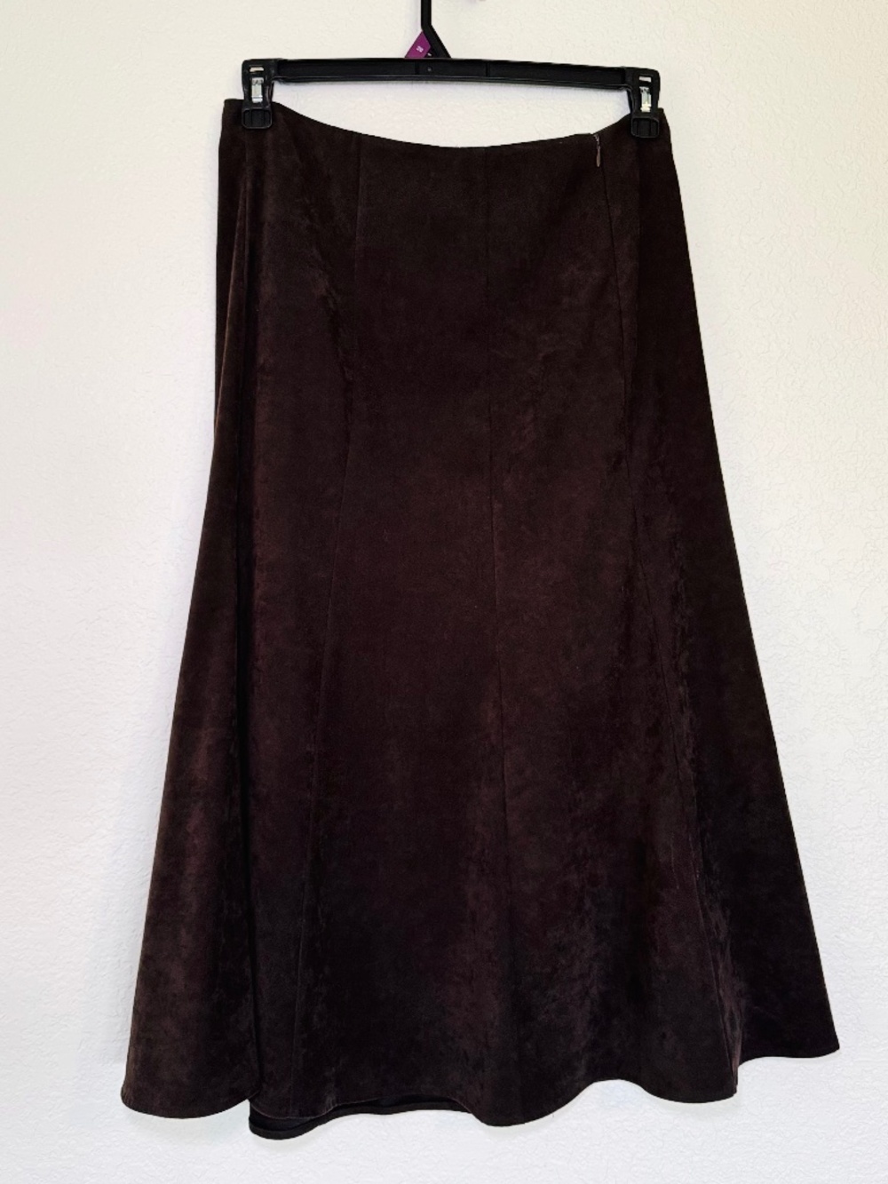 Vintage 90s Norton McNaughton A-Line Skirt 6 Brown Faux Suede Structured Western